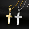 Men's Mosaic Cross Necklace Pendant 316L Stainless Steel Religious Jewelry