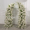 Artificial Horn Shape Flower Arch White Pink Rose Flower and Green Plants Flower Arch Single Side or Double Side Floral Arch