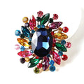 Jachon Magnificent Vintage Flower Shaped Alloy Plating Jewelry Mosaic Process Big Shiny Rhinestone Women Brooch