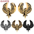 Evorte 10pcs Children's Gold Plated Cool Moth Saddle Ear Plugs Tunnels Stainless Steel Earrings Gauges Body Piercing Jewelry