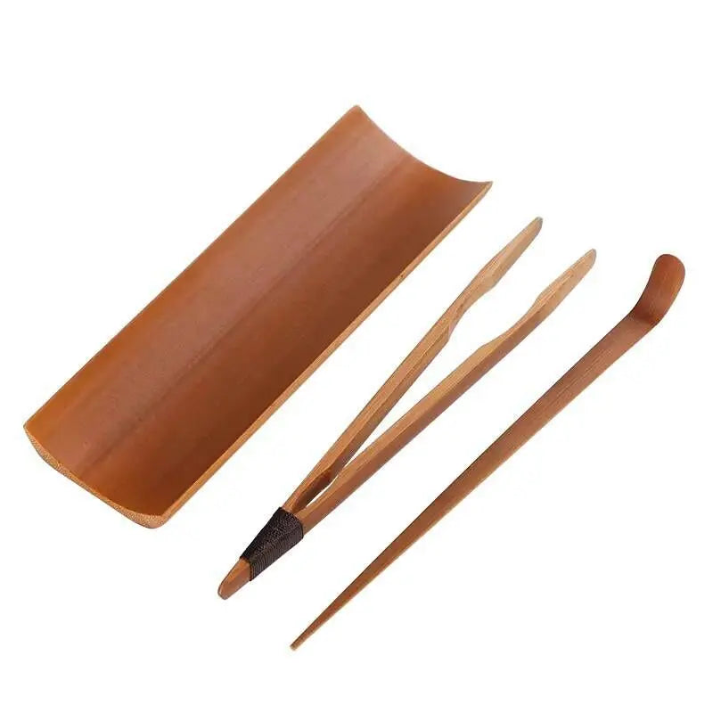 Carbonized Teaspoon Tea Ceremony Six Items With Carbonized Three-piece Tea Set Tea Scoop