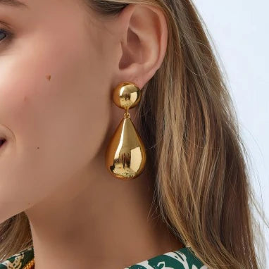 18k Gold Plated Big Drop Water Drop Hypoallergenic Jewelry Earring Boho Trendy Earrings 2024 Women Luxury