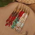 Vintage Ethnic Style Long Tassel Earrings Fashion Boho Exaggerated Colorful Seed Bead Earrings for Women