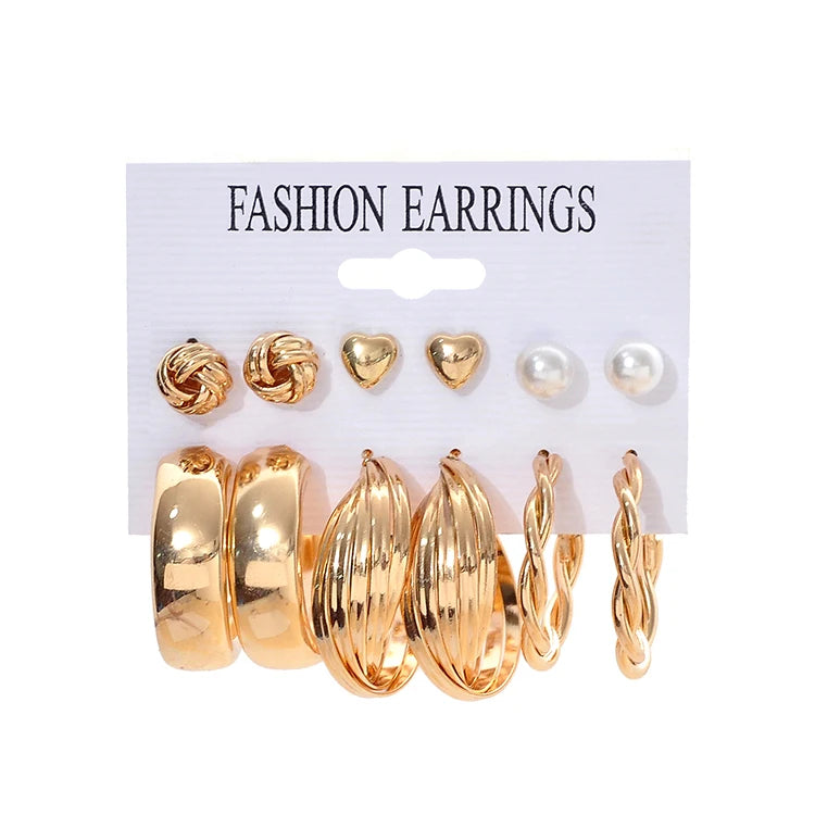 Fashion Hoop Gold Earrings Set for Women Wholesale NJ2205132
