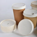 Limonpack Factory Custom OEM Service 8oz/10oz/12oz/16oz 80mm 90mm Biodegradable Kraft Paper Coffee Cup Lid Easy Open End