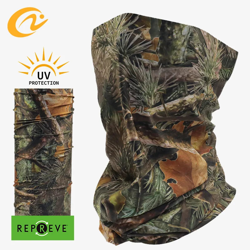 Factory RPET Recyclable Eco-friendly Bandana GRS-certified Polyester Seamless Camo Printed Hunting Neck Gaiter UPF 50+