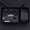 Easy Way Plain Men Ties for Wedding Business Handkerchief Cufflinks Solid Colors Necktie Set
