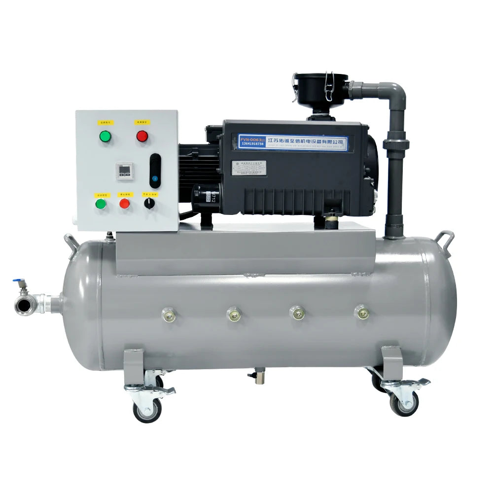 63m3/H -100KPa 380V 1500W 2HP AC High Pressure Rotary Vane Vacuum Pump Set Air Compressor Pump Head with 100L Air Storage Tank MegaBDM