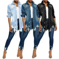SMR9642 New Arrival Autumn Denim Jacket Women Turn-down Collar Long Sleeve Denim Coat Women Single Breasted Denim Trench Coat