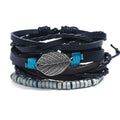 Men's Simple Vintage Punk Style Leather Bracelets & Bangles Set Fashion Jewelry 4 Pcs