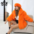 Factory Directly Wholesale Real Fox Fur Women Luxury Fluffy Fur Jacket Winter Orange Fur Coat