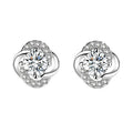 XEZ014 Wholesale Excellent Quality Trendy Moissanite Diamond 925 Sterling Silver Four Clover Flower Stud Earrings for Women Girl