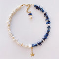 Zooying 2023 Sea Gemstone Necklace Lapis Lazuli Natural Stone Necklace Starfish Pendant Woman Necklace