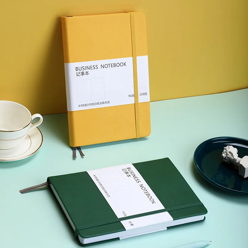 Stock A5 Business Notebook with Bandage Ribbon Pocket Hardcover Notebook Diary School Suppliers Custom Pu Leather Notebook