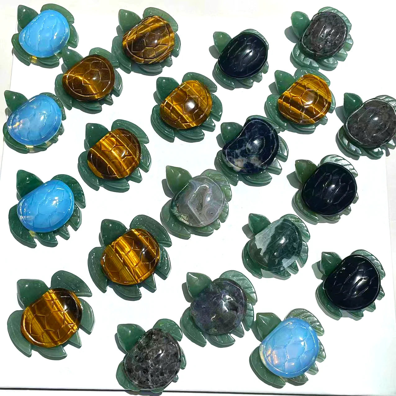 Wholesale Price 55mm  Natural Multi Gemstone Healing Stones Animal Crystal sea Turtle Carving for Gift