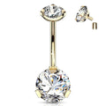 ASTM F136 Titanium 14G  Internal Threaded Prong Set Zircon Belly Button Navel Rings Charm Belly Ring  Piercing Body Jewelry