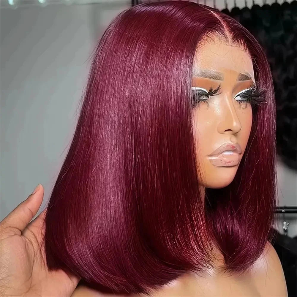 New Arrival Double Drawn Straight Wave Bob Wig 99j Color Lace Frontal 100% Unprocessed Raw Vietnamese Human Hair Wigs