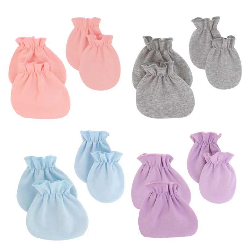 Unisex 6-Pairs Anti-Scratch Raschel Cotton Gloves Newborn Mittens for Infants Toddlers 3-9 Months Solid Pattern Blanket Simple