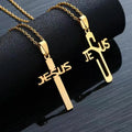 Dainty Non Tarnish 18K Gold Silver Plated Stainless Steel Jesus Cross Pendant Necklace Jewelry for Women
