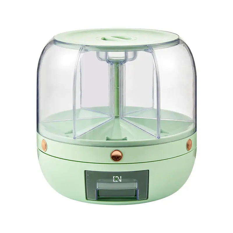 Wholesale Kitchen Clear Airtight Food Storage Container Transparent Round Rotating Plastic Grain Rice Cereal Dispenser Bucket