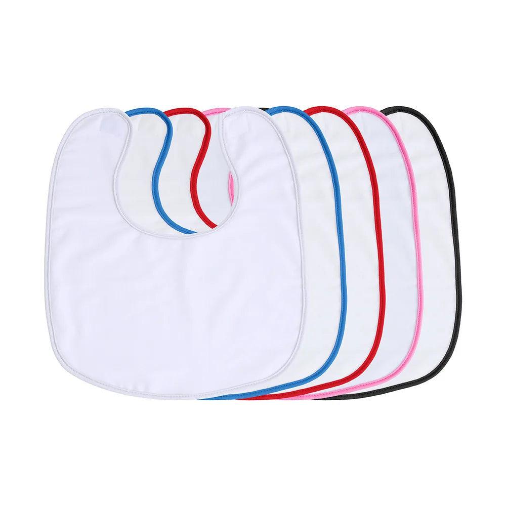 Polyester Double Sides Sublimation Baby Bib White Printable Color Edge Custom Baby Bids