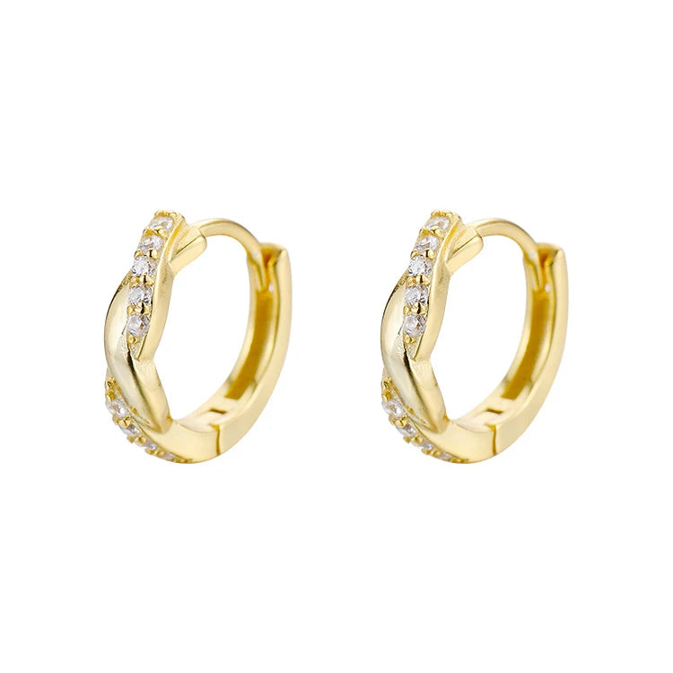Wholesale 925 Sterling Silver Earrings Personality  Hoop Earrings for Women Fashion Zircon Jewelry Gift