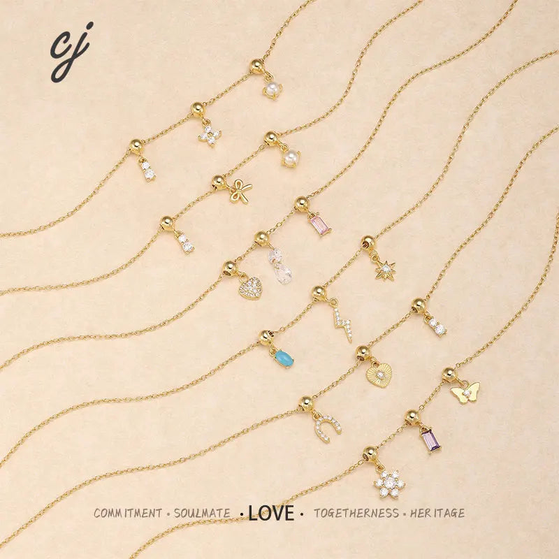 Carline Topsale Fine Pendant Cubic Zircon Charms Gold Heart Pendant Waterdrop Necklace 925 Silver Chains Necklace for Women
