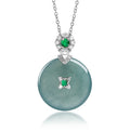 Wholesale Jadeite Blue Water Round Jade Pendant S925 Silver Inlaid Ice Necklace Jade Donut Pendant with Certificate