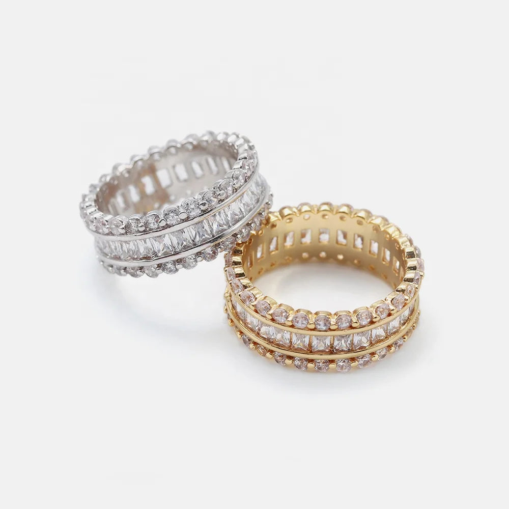 Top Quality Gold and Silver Plated Women Jewelry Gemstone Diamond Geometry Rings