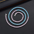 18K Gold White Plated Cubic Zirconia Round Colored Stone 3MM Classic Tennis 18 Inches Chain Necklace for Women