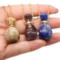16x33mm Natural Gemstone Perfume Bottle NecklaceDrop Crystal Pendant With Stainless Steel ChainStone Necklace Pendant