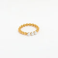 High End 18K Gold Plated Fresh Water Three Pearl Beads Rings Stainless Steel Jewelry Trendy Finger Ring