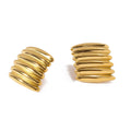 New Minimalist Design Stainless Steel Chunky Gold Metal Stripes Earrings  Square Earrings Statement Geometric Stud Women Jewelry
