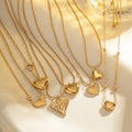 Premium Women's Gold Pearl Heart Necklace Pendant with Titanium Steel Trendy Explosions Link Chain Daily Wear