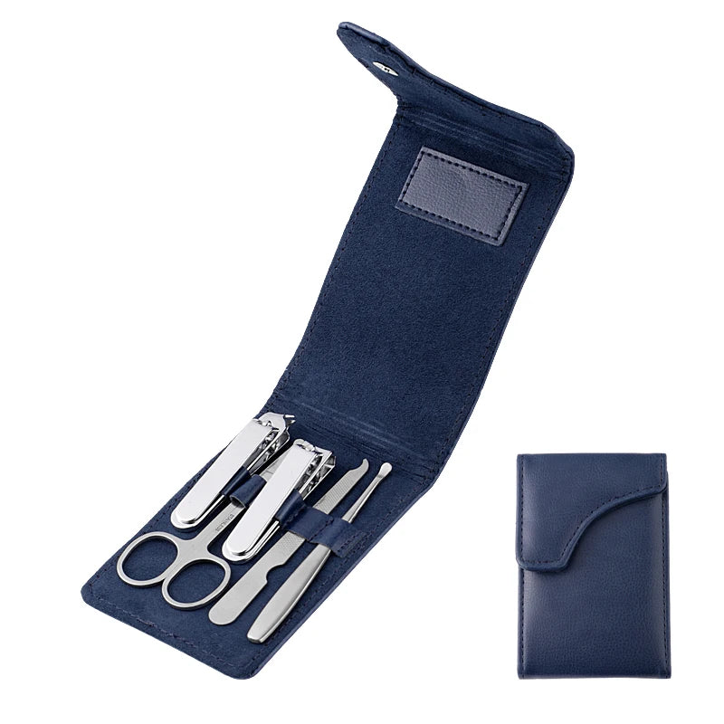 Professional Portable Manicure & Pedicure Set Custom Logo 5-Piece Grooming Tool in Stainless Steel