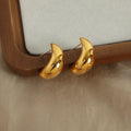 Fashion Designer 18k Gold Plated Statement Stud Earring Waterproof Stainless Steel Hollow Moon C Shaped Hoop Earrings Pendientes