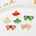 Cute Colorful Brass Gold Plated Micro Paved Zircon Bow Charm CZ Scallop Pendant for DIY Jewelry Making Supplies