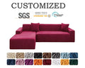 Velvet Sofa Cover Stretch L-shaped Sectional Sofa Cover Full Wrap Thickened Sofa Cover for Living Room