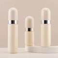 40/60/80ml Plastic Capsule-Shaped Pump Bottles Unique Beige Caps for Toner Liquid Foundation Skincare Lotion Other Liquids"
