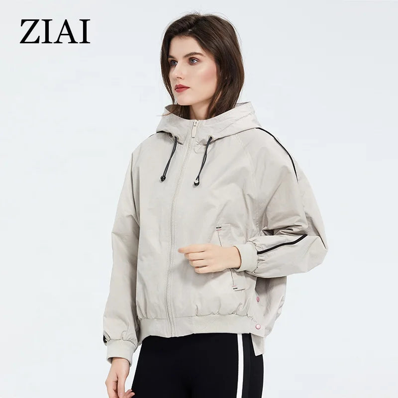 Women Light Trench Coat With Hood Fashion Windbreaker Spring Short Trench Coat