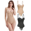 Plus Size Women Thong Shaper Strapless T-back Thong Bodysuit Built-in Bra Shapewear Elastic Fabric Breast Lift Bodysuits
