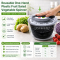 Customized Logo Reusable One Hand Plastic Salad Spinner Fruit Vegetable Washer Dryer Bowl