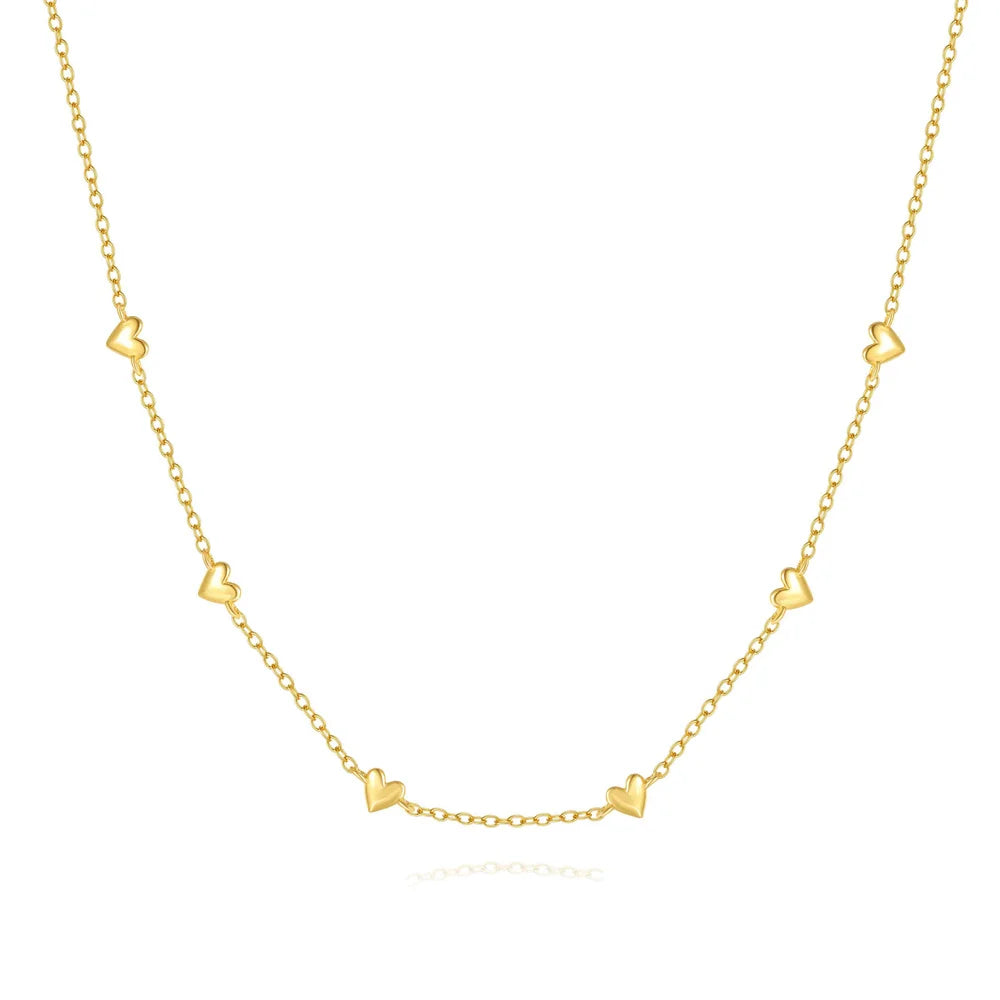 Fashion Jewelry Necklace 925 Sterling Silver Heart Charm Necklace 18k Gold Plated Necklace Women