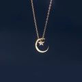 Zircon Star Moon Pendant Necklace 18K Gold Plated Chain 925 Sterling Silver Necklaces Fashion Jewelry for Women