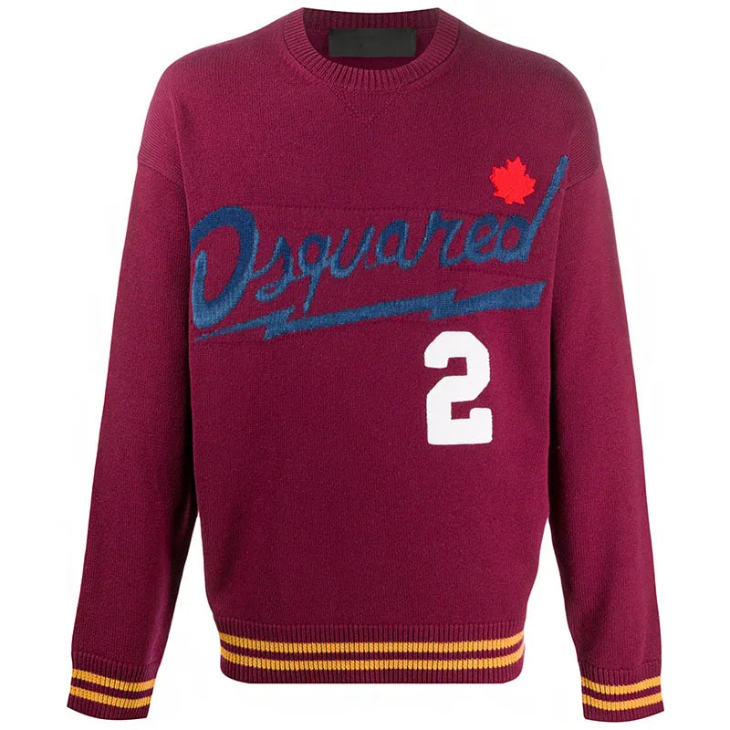 New Knitwear Custom Letter Men Sweater Maple Leaf Fashion Design Winter Sweater Chenille Embroidery Sweater