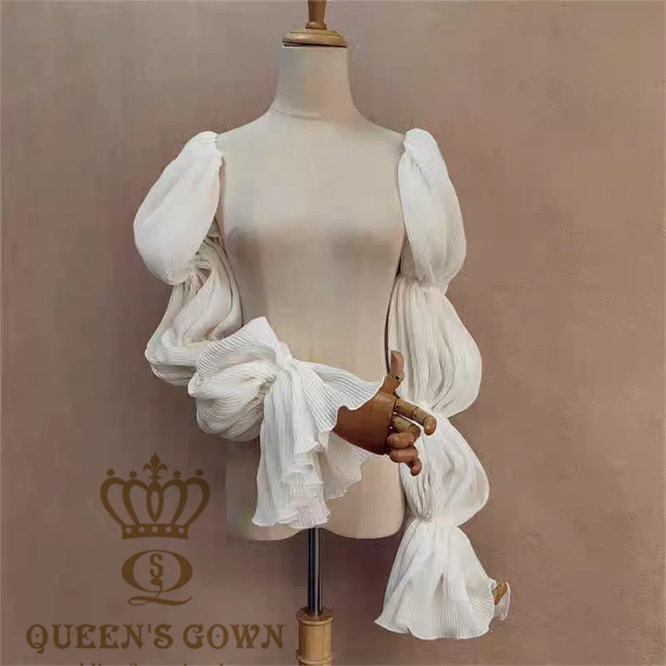 QUEENSGOWN High Quality Tulle Detachable Long Sleeves for Wedding Dresses Accessory Tops with Elegant Style