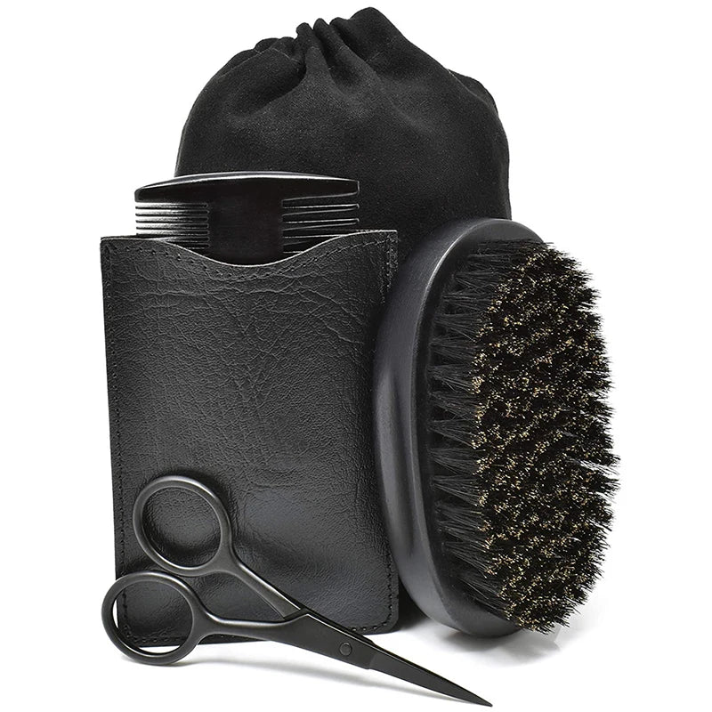 Factory Wholesale Price Cheap Beard Brush and Comb Set Beard Comb and Brush Beard Brush Black
