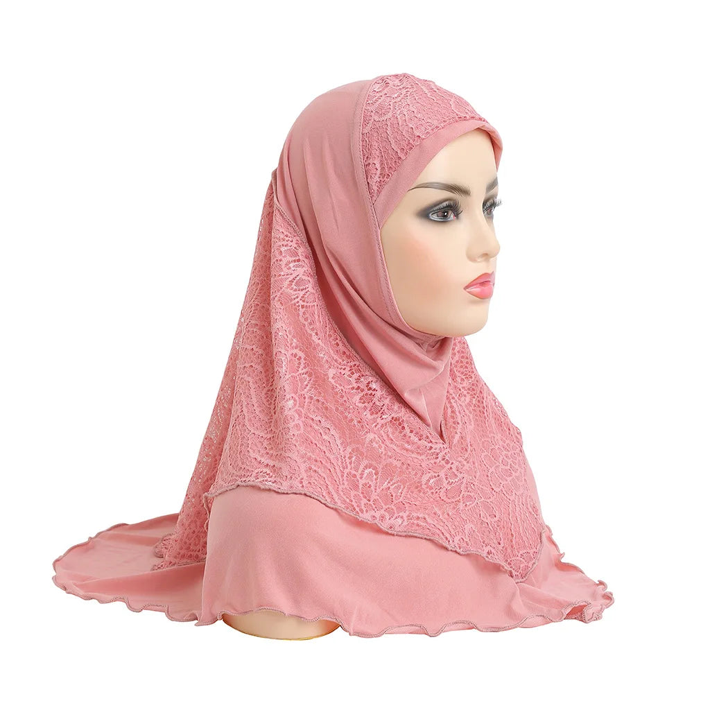 Fashion Women Crystal Hemp Turban Hats Lace Splicing Muslim Head Wrap Scarves Muslim Hijab Caps Stylish for Girls Hijab