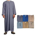 Jubbah Men's Thobe Long Sleeve Emirati Abaya Thobe for Men Kaftan Muslim Saudi Arabia Djellaba Islam Clothing Prayer Robe Afghan