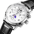 LIGE LG8974 OEM White Face Waterproof Wrist Watch Sport Leather Fast Shipping Chronograph Moon Phase Dial Quartz Watch for Men